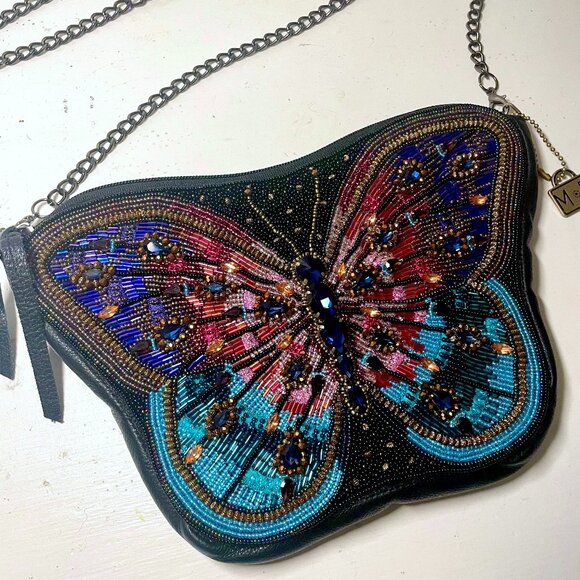 Mary Frances Jewels Butterfly Beaded Leather Crossbody Bag (NWOT) - Picture 1 of 10